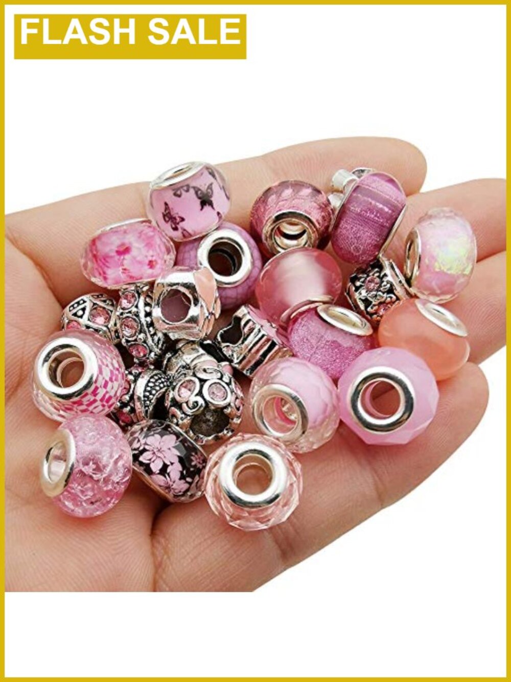 50pcs Resin Metal European Large Hole Spacer Beads for DIY Jewelry Making Craft
